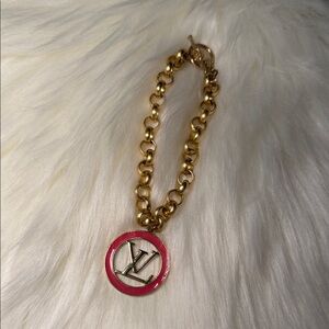 Gold and Pink Chain Bracelet